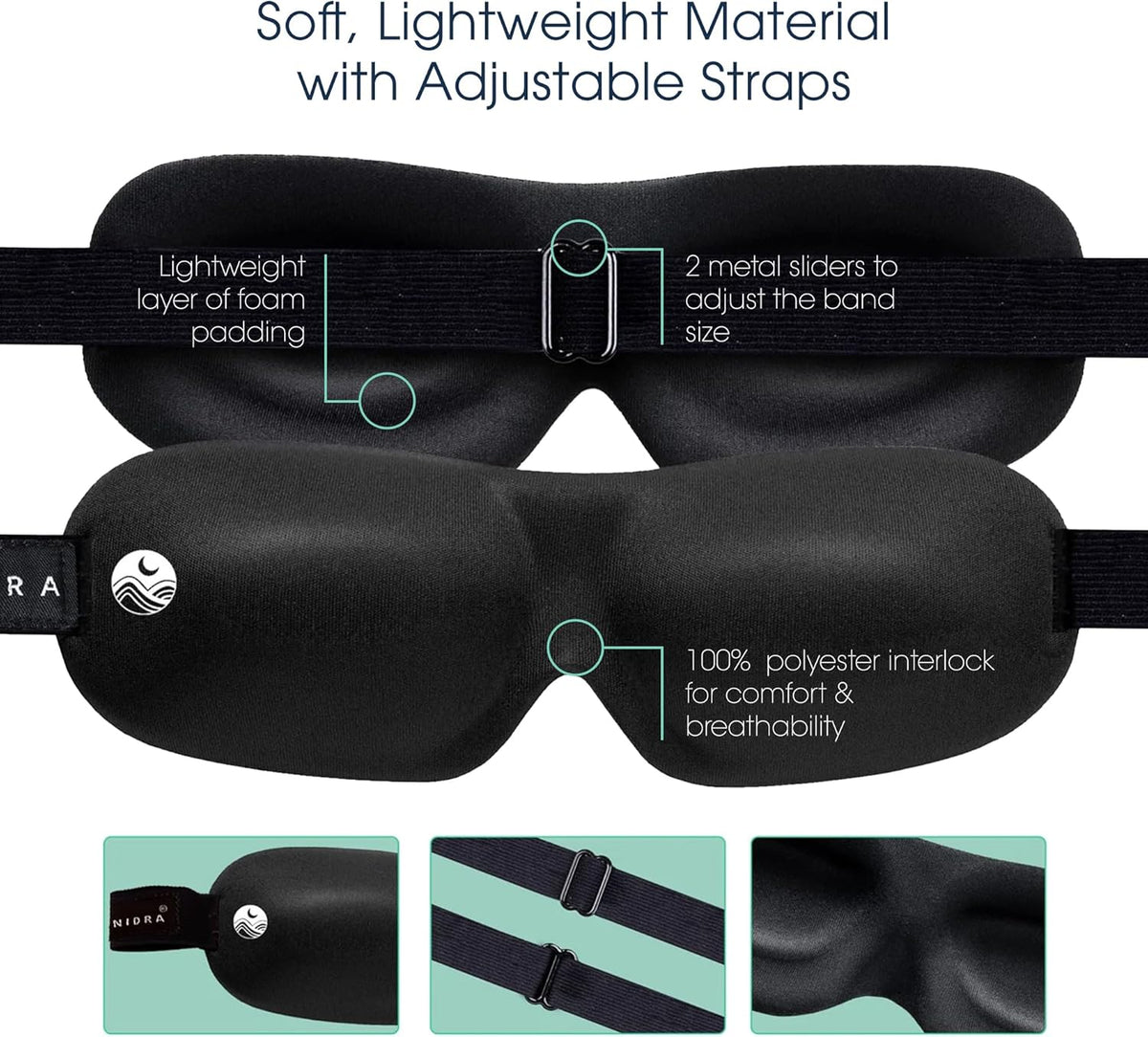 Nidra® Sleep Mask - 3D contoured eye mask designed for complete comfort in darkness