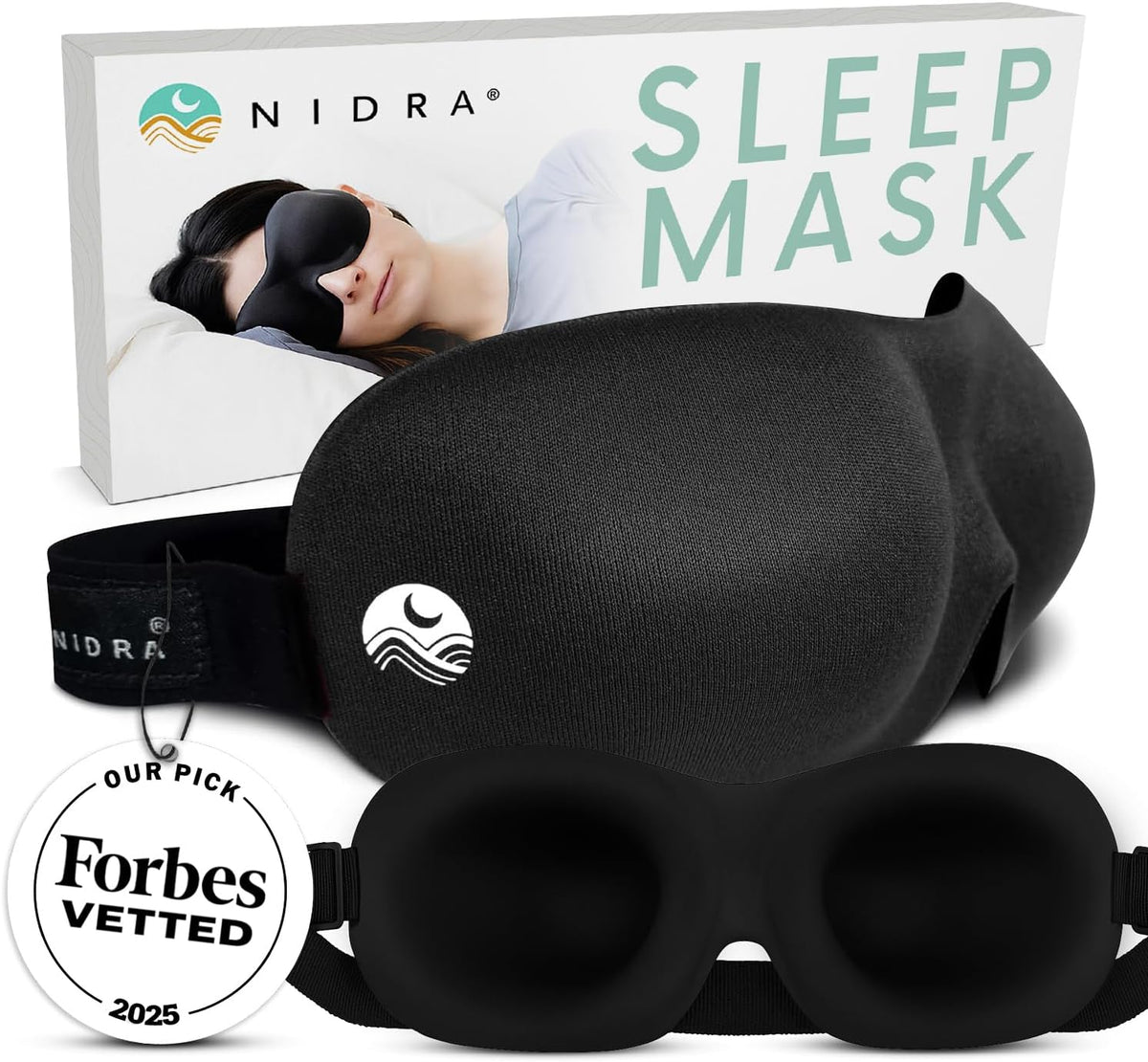 Nidra® Sleep Mask - 3D contoured eye mask designed for complete comfort in darkness