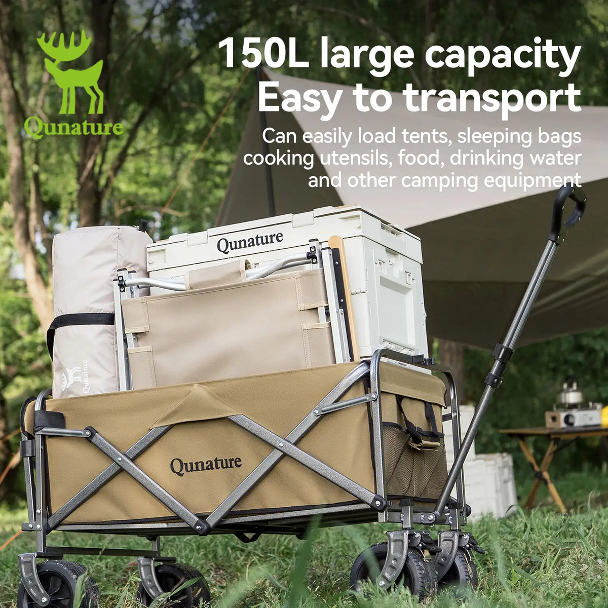 Foldable Wagon with All-Terrain PVC Wheels - 330lbs Capacity