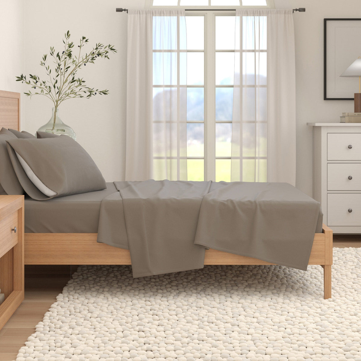 Cotton Solid Flannel Sheet - Nordic Collection