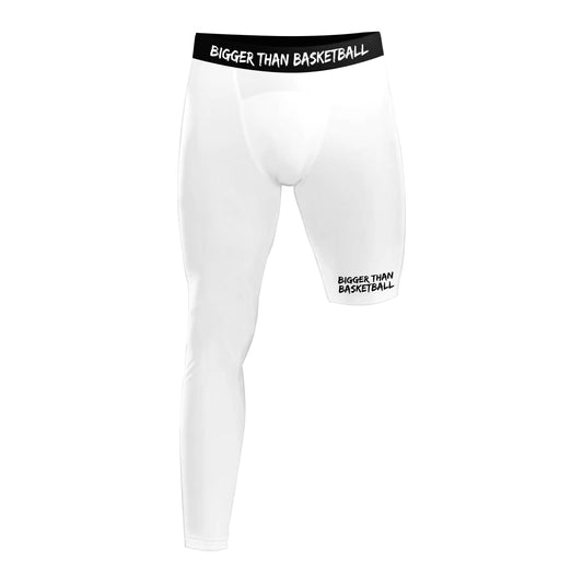 Single-Leg Compression Tights - Right - White - Unisex (Breathable, Durable and Flexible)