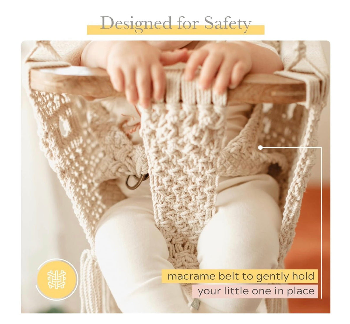 Macrame Baby Swing - Cozy, stylish, and safe place to play