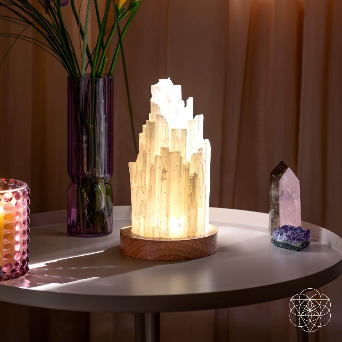 The Cleanse-All Selenite Lamp - 2 Pounds of Healing Power - Sleep well and ease stress