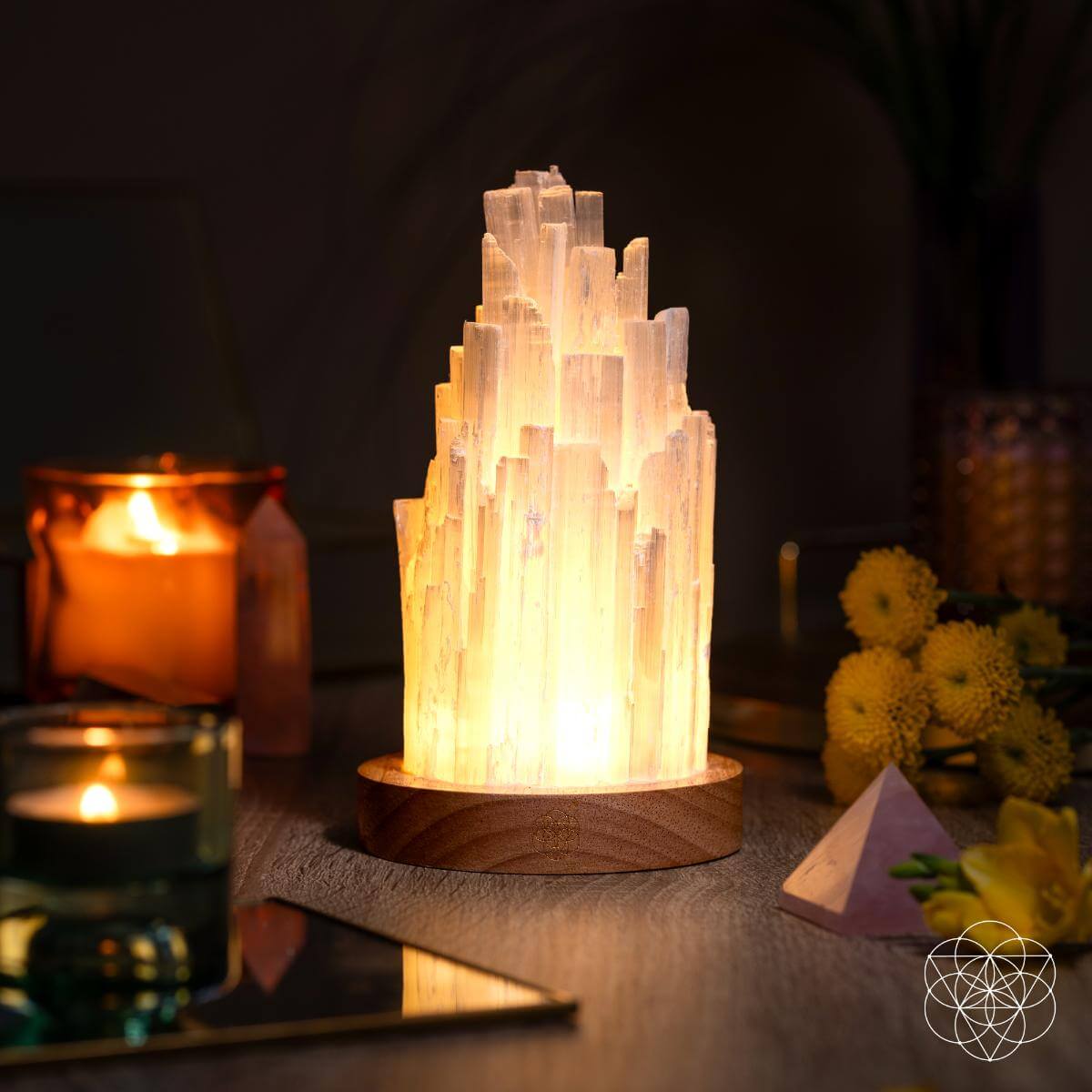 The Cleanse-All Selenite Lamp - 2 Pounds of Healing Power - Sleep well and ease stress