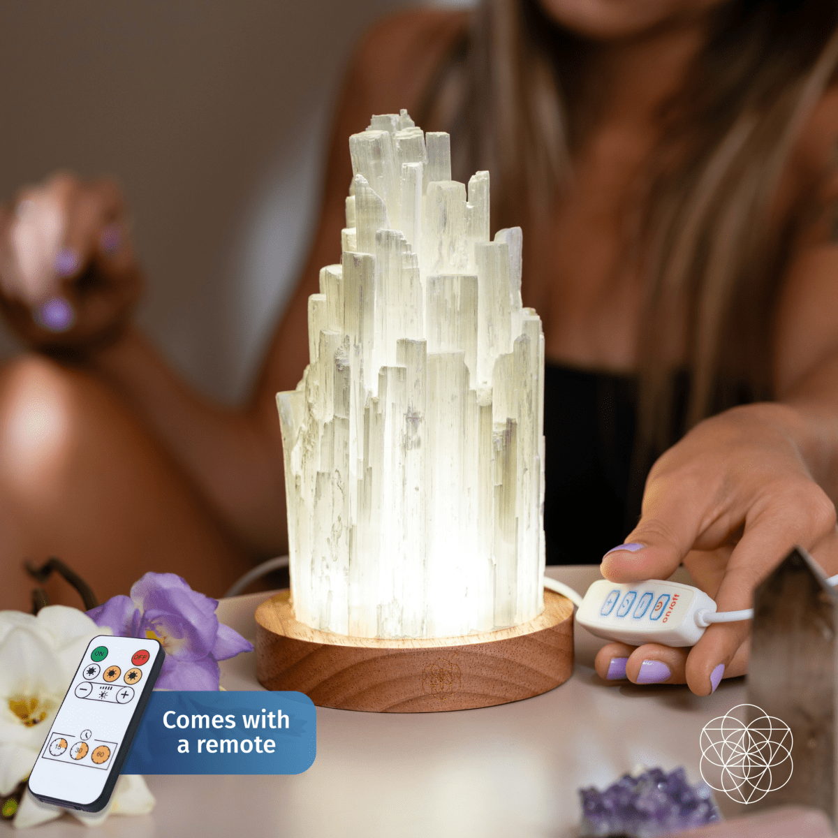 The Cleanse-All Selenite Lamp - 2 Pounds of Healing Power - Sleep well and ease stress