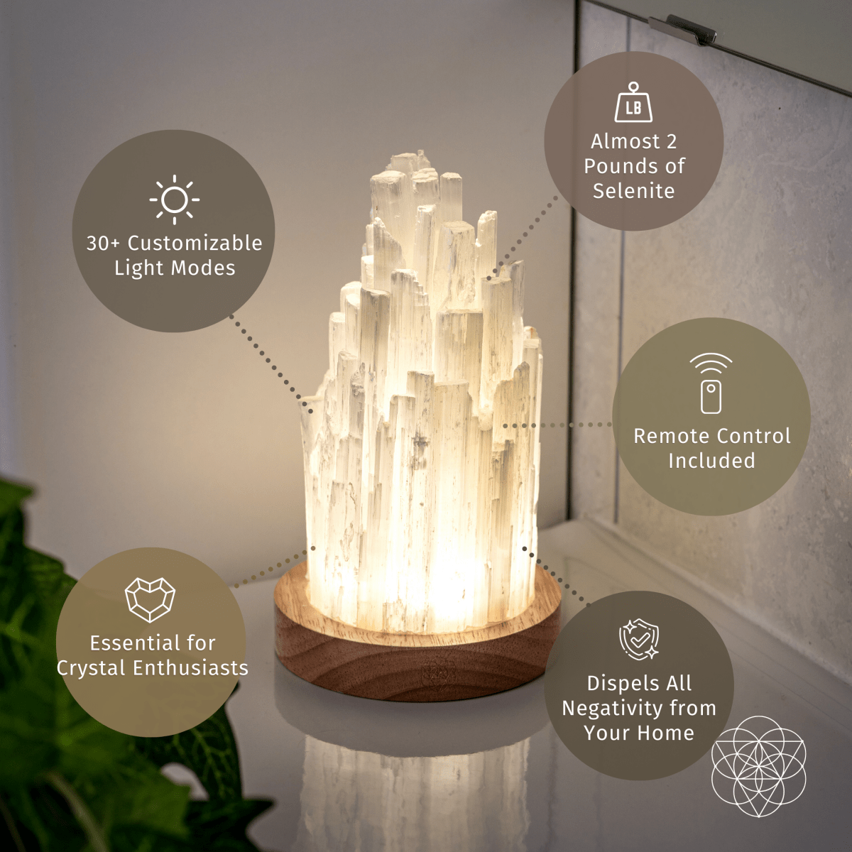 The Cleanse-All Selenite Lamp - 2 Pounds of Healing Power - Sleep well and ease stress
