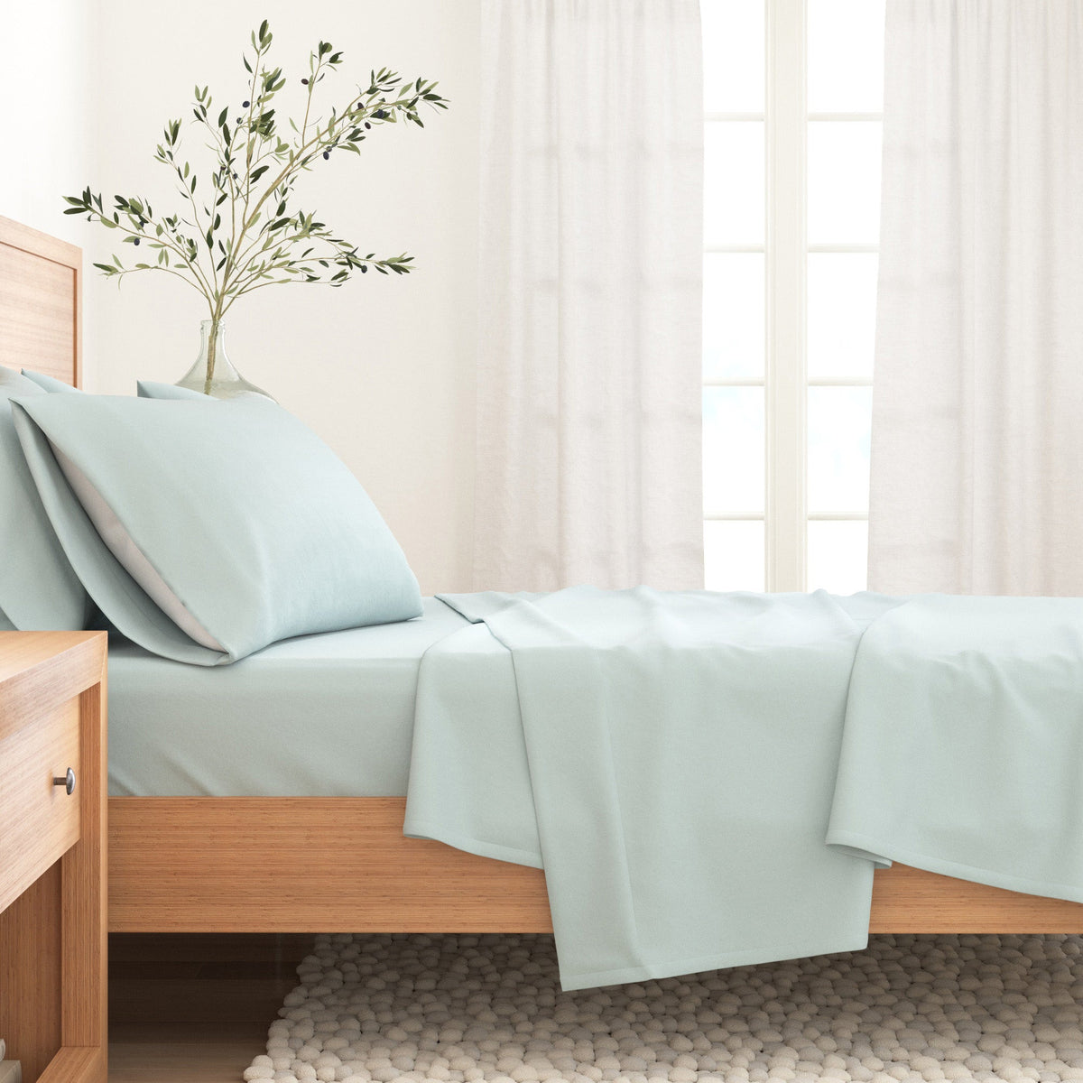 Cotton Solid Flannel Sheet - Nordic Collection
